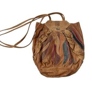 Vintage 1980's Kadilo Patchwork Leather Satchel Bag Brown